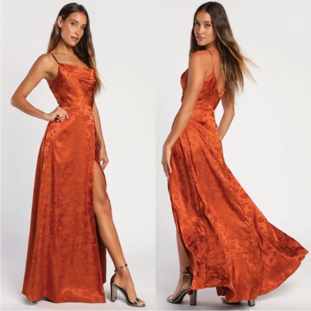 Lulu's Rust Orange Maxi Dress